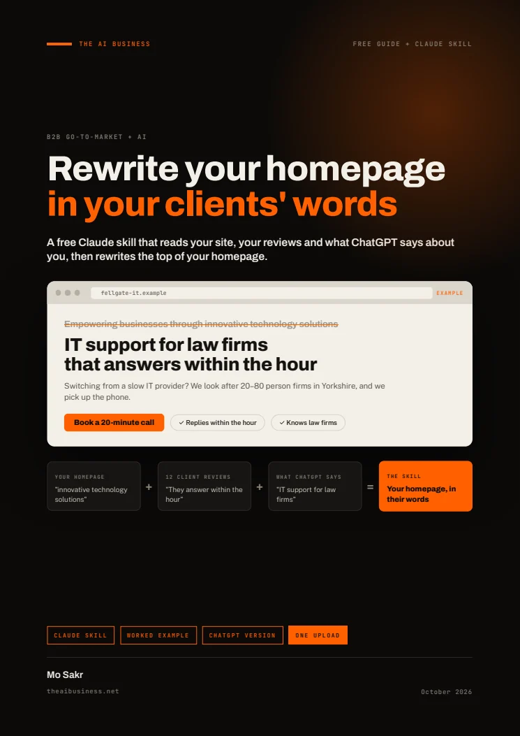 Actual cover of Rewrite your homepage in your clients' words